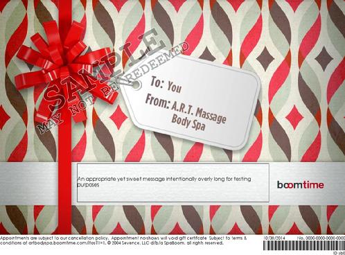 art massage body spa San Antonio online printable email gift certificate
